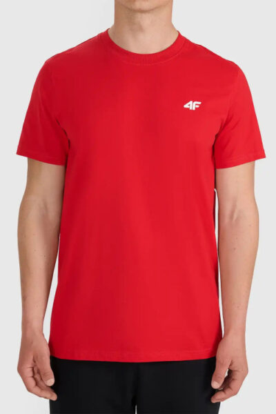 Koszulka t-shirt męski bawełniany gładki czerwony 4F
