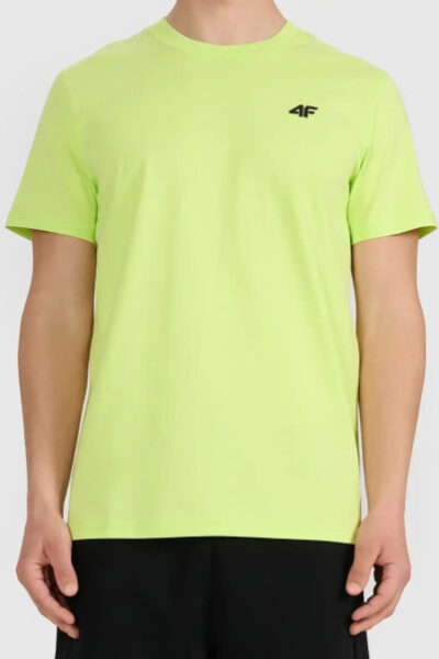 Koszulka t-shirt męski bawełniany gładki limonkowy 4F