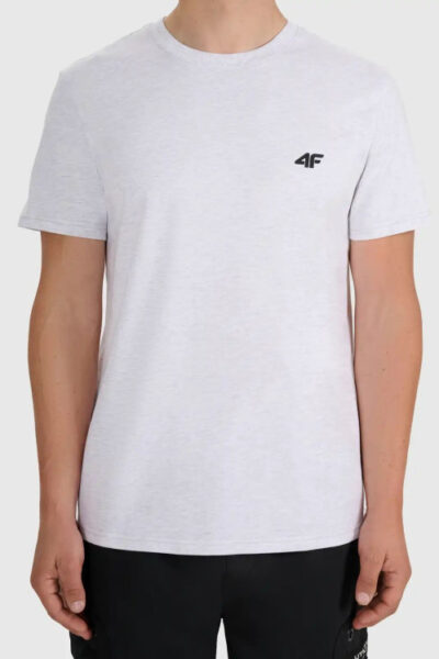 Koszulka t-shirt męski bawełniany gładki szary melanż 4F